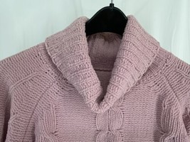 Liz Claiborne Size S Pullover Pink Sweater Long Rib Sleeve Cowl Neck Chu... - £9.68 GBP