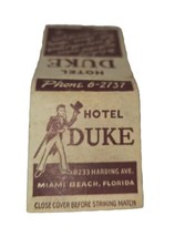 Vintage Hotel Matchbook Cover. Hotel Duke Miami Beach Florida Fl Dining Shower - £5.41 GBP