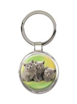 Cat : Gift Keychain Cute Animal Kitten Funny Friend Persian Grey - £6.31 GBP
