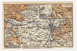 1928 Original Vintage Map Of Vicinity Of Turin Torino Piedmont / Italy - £16.94 GBP