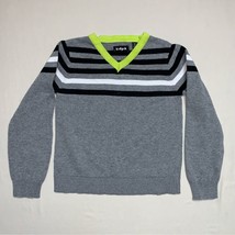 Preppy Gray Neon Green Sweater Boy’s XS 5-6 Dress Lightweight Knit Photo... - $15.84