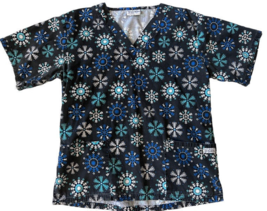 UA Scrubs Black Christmas Winter Snowflakes Scrub Shirt Size Small - £6.39 GBP