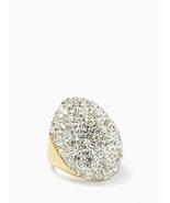 Kate Spade New York Mood Ring Gold Cocktail Pavé Clear White Crystals 7 - £52.55 GBP