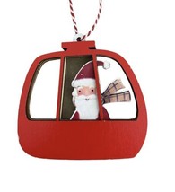 Kurt Adler Ornament  Santa Claus  in a Cable Car Wooden Christmas Red 3 Inch - $7.33