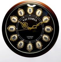 Brass Ring Black &amp; Brown Round Wooden Wall Clock Home Decorative Gift Vi... - £55.94 GBP+