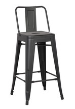 30&quot; Matte Black Metal Barstool With Back In A Set Of 2 - £185.23 GBP