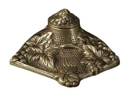 c1900 Brass Art nouveau Inkwell with Embossed Grapes Glass Insert - £67.26 GBP