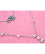 ART DECO 1.60ctw EURO DIAMOND DROP PEARL BY-THE-YARD PLATINUM 18&quot; CHAIN ... - $3,266.01