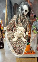 Home Accents 4.5&#39; Animated LED-Lit Swinging Girl Doll Halloween Horror Bear - $123.05