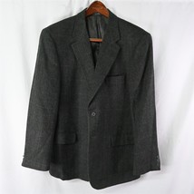 IZOD 44R Green Herringbone Tweed Wool Blazer Suit Jacket Sport Coat - £39.22 GBP