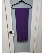 Vintage Purple Wool Scarf Fringe Ends | 64&quot; Long | Classic Cold Weather - $9.49