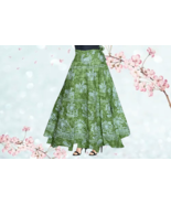 Womens Wrap skirt ethnic Indian Jaipur Print Cotton Green -Free size upt... - £26.86 GBP