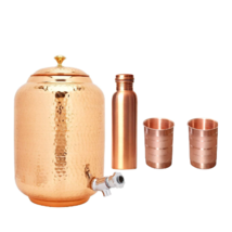 Copper Hammered Despenser 8L Plain Bottle 950ml Design Tumbler 300ml - £79.03 GBP