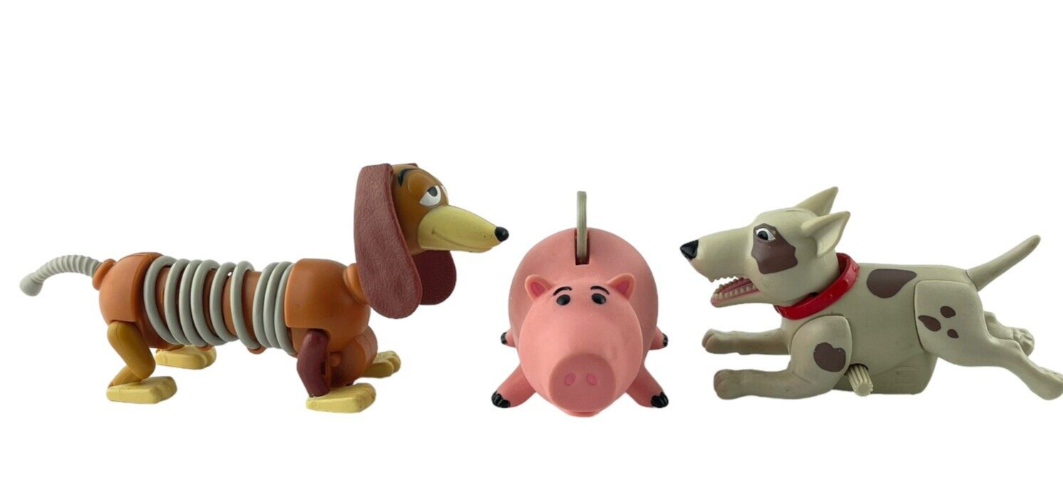 Disney Burger King Toy Lot Wind Up Toy Story Animals Hamm Pig Scud Slinky Dogs - $15.88