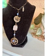 Women’s Steampunk Antique Bronze Pendant Necklace with Charms,Glass Bead... - $47.36 CAD