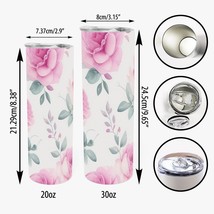 Insulated Stainless Steel Tumbler Drinkware  20oz or 30oz  Pink Roses - £12.89 GBP