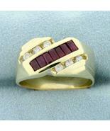 1.75ct TW Men&#39;s Baguette Ruby and Diamond Ring in 14K Yellow Gold Over - £86.90 GBP