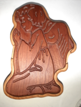 Two tone solid wood carved angel treasure trinket box girl figure Canada Praying - £78.68 GBP