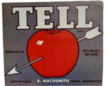 Vtg Tell Brand Apples Fruit Box Crate Label - Yakima, Washington R Wachs... - $9.85
