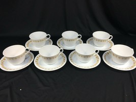 (7) Corelle Butterfly Gold Coffee Tea Cups &amp; Saucers Made in USA - Lot of 7 - £19.65 GBP