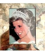 Princess Diana Print In Metal Plated Frame Stand Gold Tone Crown Vintage... - $42.03 CAD