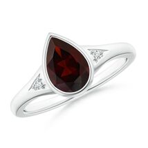 ANGARA Natural Garnet Ring with Diamonds in Silver for Women (Size-9x6mm) - $227.05+
