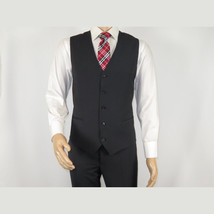 Men Suit BERLUSCONI Turkey 100% Italian Wool Super 180's 3pc Vested #Ber21 Black image 8
