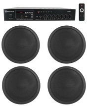 Rockville Commercial 70v Amp+(4) Black 5&quot; Ceiling Speakers 4 Restaurant/... - £207.21 GBP