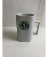 2007 Starbucks Coffee Square Mug White Green with Old  mermaid logo 12 oz - $11.14