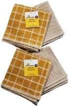 Way to Celebrate Harvest Windowpane Yellow Tan Cotton Dishcloths 4-Pack - £6.99 GBP