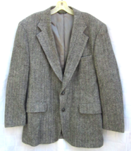 Vintage Harris Tweed Gray Herringbone Wool Blazer Sports Coat Mens 42 Re... - £30.29 GBP