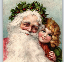 Christmas Postcard Santa Claus Frances Brundage Long Beard Girl Robbins 1906 - £15.69 GBP