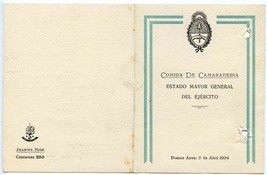 General Staff of the Army Menu Jousten Hotel 1934 Buenos Aires Argentina  - £60.66 GBP