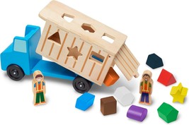 Melissa &amp; Doug Shape-Sorting Wooden Dump Truck Toy With 9 Colorful Shape... - £29.43 GBP