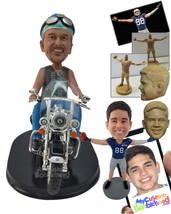 Personalized Bobblehead Biker Guy Riding His Bike With Cap On Top - Sports &amp; Hob - £82.33 GBP