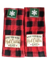 Buffalo Plaid Check Red Black Dish Towels 100% Cotton 15x25&quot; Christmas Set of 2 - £17.92 GBP