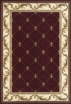2&#39;X3&#39; Red Machine Woven Hand Carved Fleur De Lis Indoor Accent Rug - £46.80 GBP