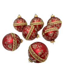 Viintage Ks Red and Gold Rick Rack Glitter Christmas Ornaments Lot 7 - £9.13 GBP