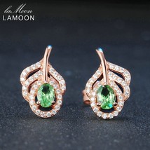 LAMOON 925 Silver Earrings For Women Peridot Gemstone Stud Earring 18K Rose Gold - £18.65 GBP