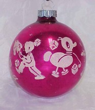 Vintage Pink Shiny Brite Glass Stencil Ornament With Children&#39;s Toys - £12.01 GBP
