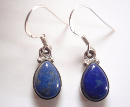 Lapis Lazuli Teardrop 925 Sterling Silver Dangle Earrings get exact item... - $19.79