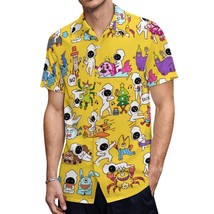 Mondxflaur Cartoon Button Down Shirts for Men Short Sleeve Pocket Casual - £20.77 GBP