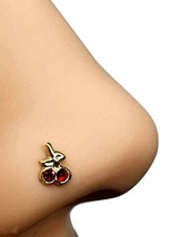 Gold Nose Stud Cherry Red 9Ct 9K Gold Cz Zirconia 22g (0.6mm) Ball End Stud - £15.93 GBP