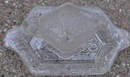 Vintage Creamer Dish Etched  Glass Clear - £11.02 GBP
