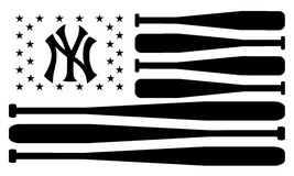 Baseball Bat American Flag New York Decal Sticker Car Cup Flag Yankees - £4.74 GBP+