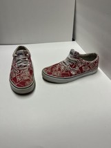 Vans Off The Wall 721356 Red White Print All Over Skate Shoes Men&#39;s Size 7.5 - £19.77 GBP
