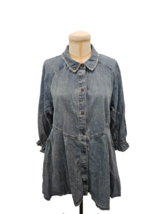 WE THE FREE Hannah Denim Mini Dress with Frayed Edging - Size Medium - $58.50