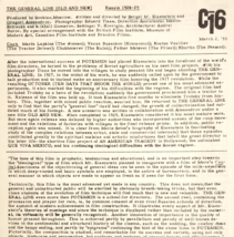 1955 Cinema 16 Russian Film Notes Earth The General Line Original NYC C99 - $558.09 MXN