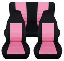 Fits 1987-1995 Jeep Wrangler YJ Front and Rear seat covers black light pink - £128.61 GBP