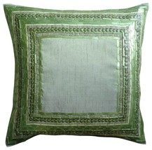 3D Sequins Green Pillows Cover, Art Silk Throw Pillow Covers 16x16, Green Envy - $36.26+
